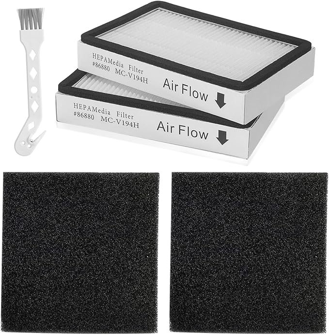 2Pack 86880 Exhaust Filters + 2Pack 81002 Sponge Motor Safety Filters Compatible With Kenmore Vacuum Models BC4040, 81414, BC2005, BC3060, BC3002, BC4002, 20-86880, 20-81002