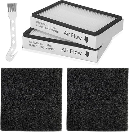 2Pack 86880 Exhaust Filters + 2Pack 81002 Sponge Motor Safety Filters Compatible With Kenmore Vacuum Models BC4040, 81414, BC2005, BC3060, BC3002, BC4002, 20-86880, 20-81002