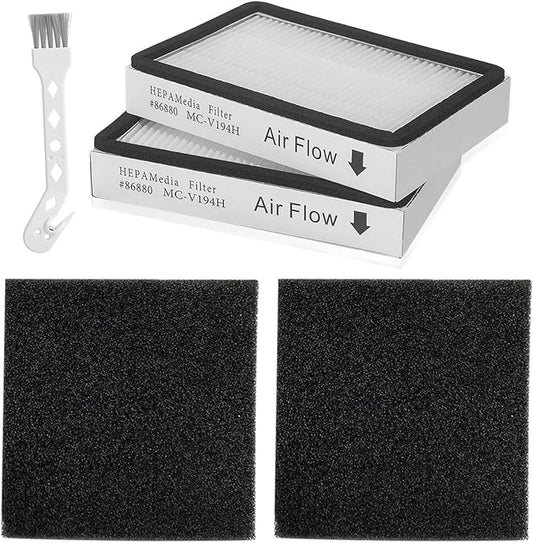 2Pack 86880 Exhaust Filters + 2Pack 81002 Sponge Motor Safety Filters Compatible With Kenmore Vacuum Models BC4040, 81414, BC2005, BC3060, BC3002, BC4002, 20-86880, 20-81002
