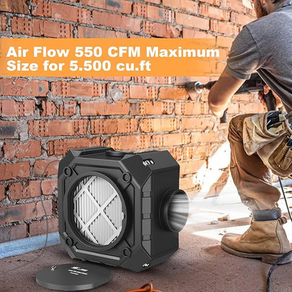 M-T Air Scrubber with 3 Stage Filtration, Stackable Negative Air Machine Cleaner 550 CFM for Industrial and Commercial Water Damage Restoration Air Scrubber with MERV-10, HEPA, Activated Carbon Filter