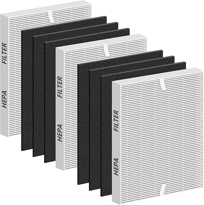 Improvedhand AP-1512HH Replacement Filters for Coway Airmega 200m series AP-1512HH AP-1518R AP-1519P, 3 Pack H13 True High Efficiency Filter & 6 Pack Activated Carbon Pre-Filter