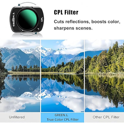 GREEN.L 3 Pack Magnetic Filter Kit for DJI Osmo Pocket 3: Variable ND Filter (ND2-ND32)+CPL+Black Diffusion 1/4, HD Multi-Coated Optical Glass for Cinematic Video