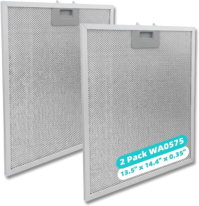2 Pack WA0575 Range Hood Filters 13.5" x 14.4" x 0.35", 5-Layer Aluminum Mesh Replacement Grease Filters, Compatible with Whirlpool, Vissani, Zline, Ciarra and More