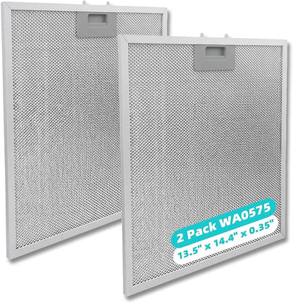 2 Pack WA0575 Range Hood Filters 13.5" x 14.4" x 0.35", 5-Layer Aluminum Mesh Replacement Grease Filters, Compatible with Whirlpool, Vissani, Zline, Ciarra and More