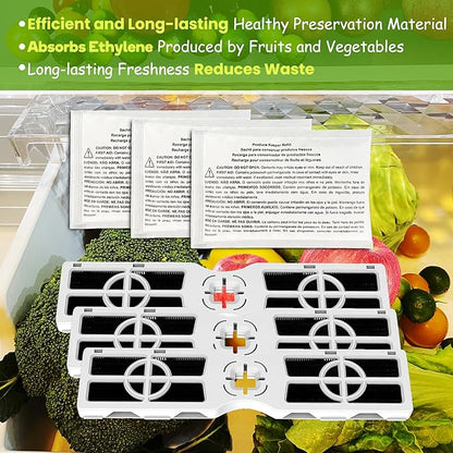 3 Replacement RAF-2 Air Filter (FRGPAAF2) And 3 Pack PK-1 Produce Saver Refills for Frigidaire Pure Air Produce Keeper FRPAPKRF2PK FRPAPKRF, Compatible with Frigidaire Crisp Seal Fresh System