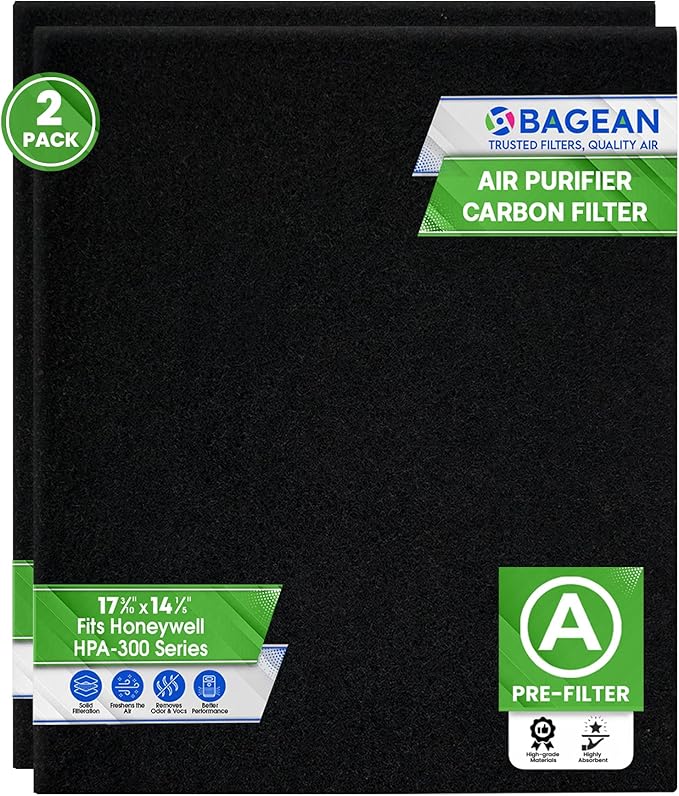 Bagean HPA300 Carbon Pre Filter A Compatible with Honeywell Air Purifier Filter Replacement - Fits HPA300 HPA5350 HPA5300B Series - Activated Prefilter A Absorbs Odor & Filters Freshen the Home (2-Pk)