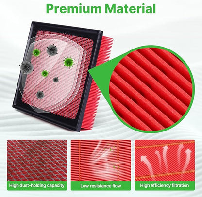2PCS Engine Air Filter CA10755 for 2011-20 Toyota Sienna; 14-19 Highlander; 2010-2022 Lexus Rx350; 2011-26 Dodge Durango; 2011-2021 Jeep Grand Cherokee, Replace #17801-0P050 Automotive Accessories