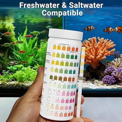 Aquarium Test Kit |150 Strips | Aquarium Test Strips 11-in-1 | Quick Accurate Freshwater&Saltwater Fish Tank Water Test Testing Kit for Ammonia,pH,Nitrate,Nitrite,Hardness,Chlorine,Carbonate