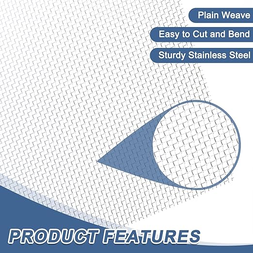uxcell 16 Mesh 39" x 12" Woven Wire Mesh, 304 Stainless Steel Air Vent Filter Screen, Window Screen Mesh for DIY Projects Vents Cover Filtration Animals Fence