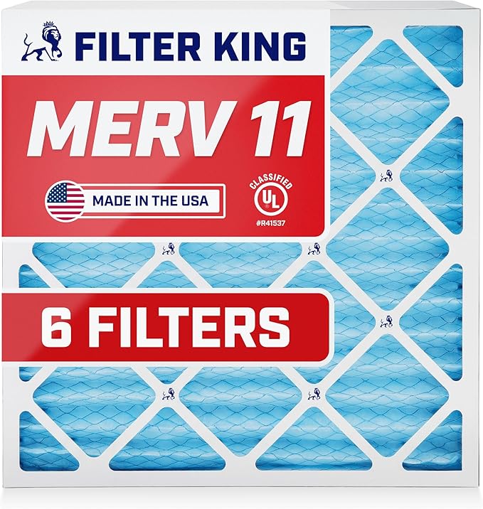 Filter King 15x30x1 Air Filter | 6-PACK | MERV 11 HVAC Pleated A/C Furnace Filters | MADE IN USA | Actual Size: 14.5 x 29.5 x .75"