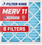 Filter King 20x36x1 Air Filter | 6-PACK | MERV 11 HVAC Pleated A/C Furnace Filters | MADE IN USA | Actual Size: 20 x 36 x .75"