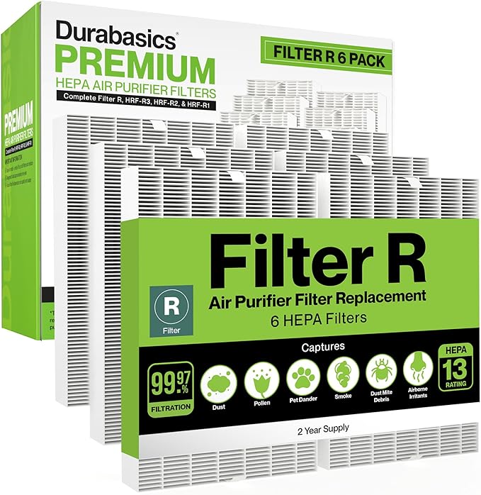Durabasics 6 Pack of HEPA Filters Compatible with Honeywell Air Purifier Replacement Filters, Replacement for Honeywell Filter R, HEPA Filter R, HPA300, HPA 300 & HRF-R3