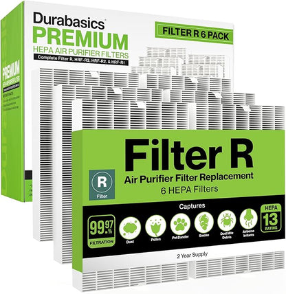 Durabasics 6 Pack of HEPA Filters Compatible with Honeywell Air Purifier Replacement Filters, Replacement for Honeywell Filter R, HEPA Filter R, HPA300, HPA 300 & HRF-R3