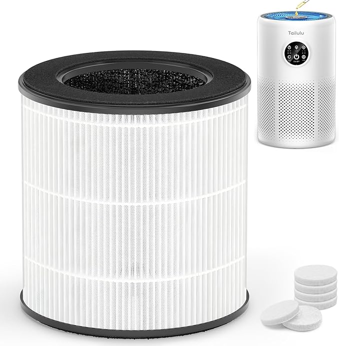 Tailulu D10 Replacement Filter, Air Purifier Filter for Tailulu D10 Air Purifier, 3-in-1 H13 Grade True Replacement Filte 1 Pack with Extra 6 Pieces Aroma Pads