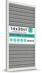 14x30x1 HVAC Furnace Air Filter, Washable Electrostatic Furnace Filter, MERV 8, Lasts a Lifetime, Breathe Fresher, Home And Office (Actual Size:13.5x29.65x0.82)
