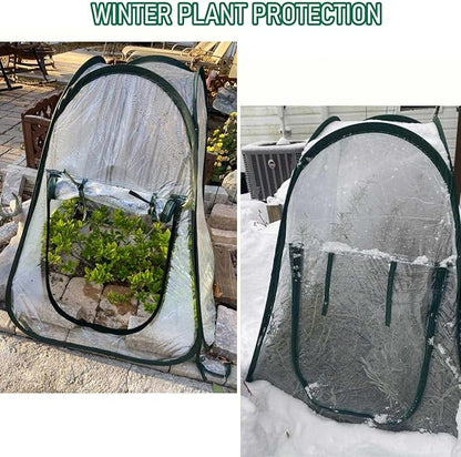 Plant Mini Greenhouse Pop Up Transparent Greenhouse Freeze Protection PVC Plant Cover with Roll-up Zipper Entry Doors for Indoor and Outdoor Gardens Protecting Plant from Cold Frost(PVC, 28x28x32in)