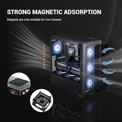 Dust Filter PC 120mm for Computer Cooler/PSU/Routers Nylon 80 Mesh, Magnetic Frame PC Fan Dust Mesh Cooler Filter Dustproof Computer Fan Grills (Nylon, 120 * 120mm, 2pcs, Black)