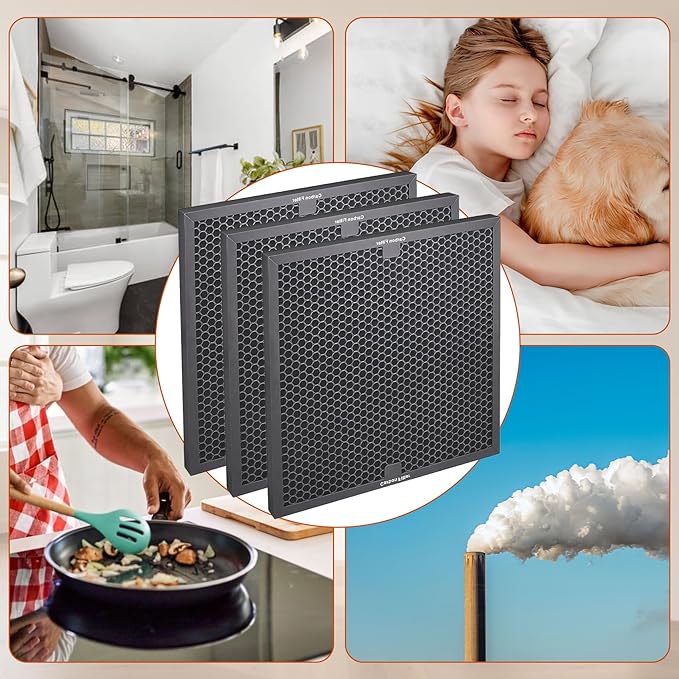 Air Scrubber Carbon Filters Mesh for Dri-Eaz, VEVOR, Mounto and BlueDri Air Purifier, Compatible with Drieaz for HEPA500, BD-AS-550 & F301H, 16'' x 16'' x 1'' inches（3 Pack）