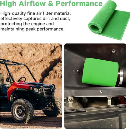 Washable Foam Filter Material for Uni Filter BF-1 BF1, 65-PPI Motorcycle Foam Air Filter Sheet, Cut-to-Size Pre-Filter Sponge for ATV/UTV Dirt Bike Lawn Mower Engines,15''x18''x5/8'', Green