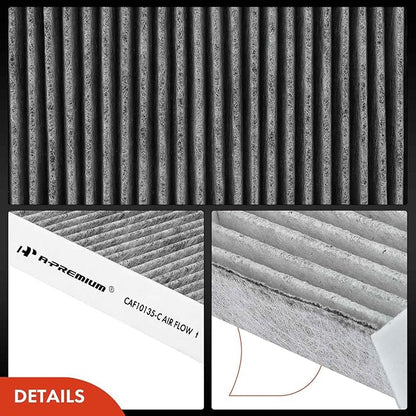 A-Premium 2-PC Cabin Air Filter w/Activated Carbon Compatible with Honda & Acura Model - Civic (01-05), CR-V (02-06), Element (03-11), CSX (06), EL (97-00 02-05), RSX (02-06)