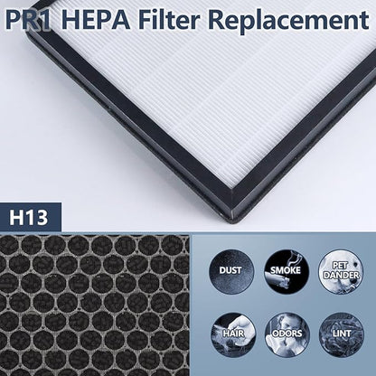 PR1 replacement filter, suitable for MOOKA air purifier 2 pcs of particle air filters,by 4 washable pre-filters, effectively filters, compatible MOOKA PR1