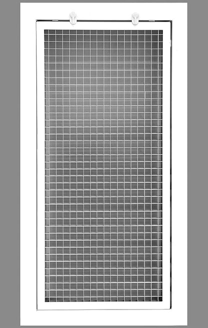 HVAC Premium 8" x 24" Cube Core Eggcrate Return Air Filter Grille for 1" Filter - Aluminum - White [Outer Dimensions: 10.5" x 26.5"]