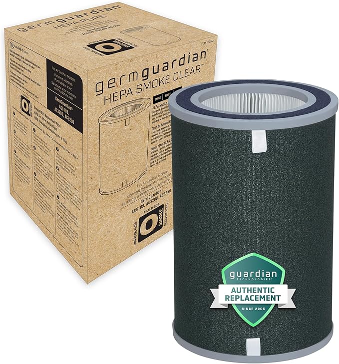 GermGuardian Filter O HEPA Smoke Clear Genuine Air Purifier Replacement Filter, Removes 99.97% of Pollutants, Wildfire Smoke, Odors, for AC5109W, AC3200, AC3250 Air Purifiers, Black/Gray, FLT5100SM