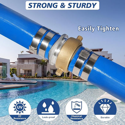 1.5" x 100 ft Backwash Hose for Swimming Pools, Heavy Duty PVC Lay Flat Water Discharge Hose,Durable Pool Drain Hose with Aluminum Pin Lug Fittings for Pump And Filters