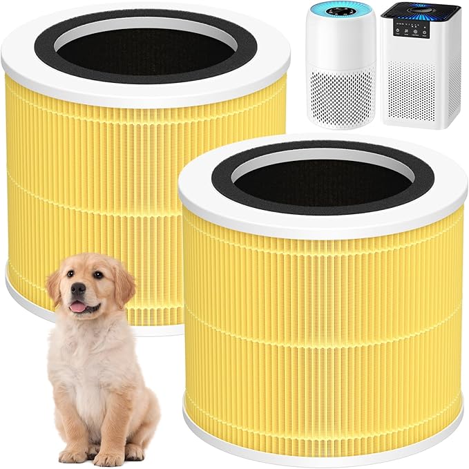 AP100 AP102 Pet Care Filter Compatible with AromaRoom AP100/AP102, Core Mini Air Purifi-ers, 3-IN-1 HEPA Filter and Activated Carbon Filter, 2 Pack (Yellow)