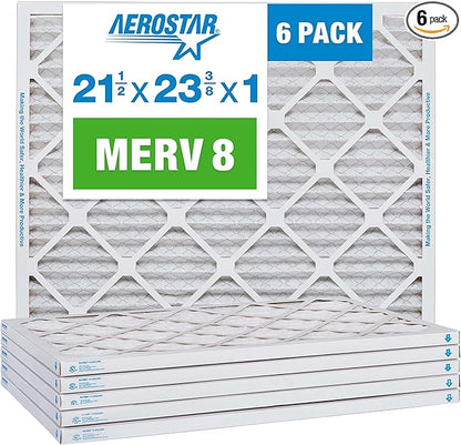 Aerostar 21.5x23.375x1 MERV 8-6 Count - High Efficiency Pleated HVAC, Furnace & Air Conditioner Filters - Removes Dust, Lint, Mold & Allergy-Causing Pollen