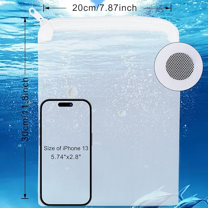 Segarty Filter Media Bags, 10PCS 11.7x7.8 Inch Aquarium Nylon Mesh Bags with Plastic Zipper, Fish Tank White Net Bags for Pellet Carbon, Bio Balls, Ceramic Rings, Ammonia Remover