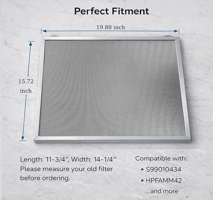 2-Pack S99010434-004 Range Hood Filter Grease Filter 4958457, HPFAMM42 Compatible with Broan Nutone Aluminum Mesh Filter Vent Kitchen Exhaust Screen 19.88" x 15.72" x 0.38"