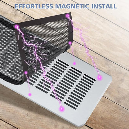 8 Pack Strong Magnetic Floor Vent Cover - PVC Mesh Register for Wall Ceiling Floor Catch Debris Hair Insect (Black, 4 x 10 Inch)