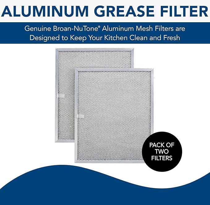 Broan BPS1FA30 Replacement Filters for QS1 and WS1 30” Range Hoods, Aluminum, 11.8" x 14.3" x 0.37" (L x W x H), 2-Pack