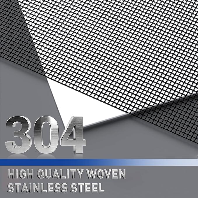 MAGZO 304 Stainless Steel Mesh Screen Roll 35in x 10ft - 22 Mesh Pet Proof Metal Window Screen Replacement, Screen Door Mesh for Patio,Porch,Pet,Cage,Vent Cover,Filter,Gutter Guard,Rodent Protection