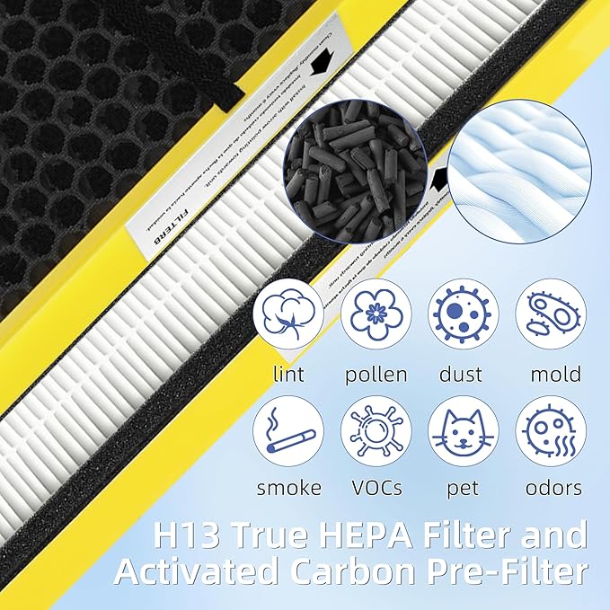 【Upgraded】FLT4825 HEPA Filter B Pet Replacement Compatible with G-Guardian Air Purifier AC4825 AC4825E AC4300 AC4800 AC4900 AC4850,2 True H13 HEPA with Activated Carbon Filter+8 Pre-Filters,#FLT4825