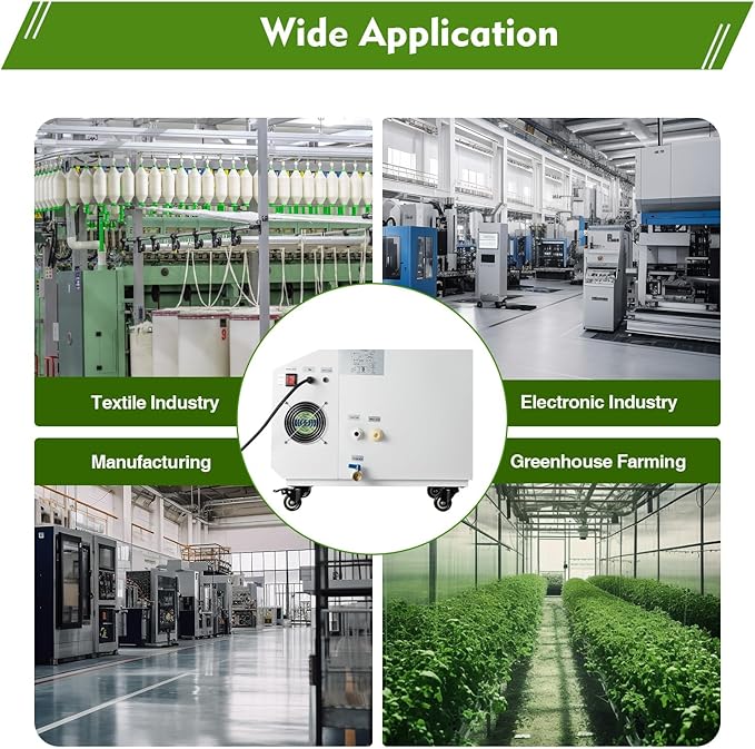 Ultrasonic Industrial Agricultural Humidifer Commercial Humidifier for Plants Large Volume (3kg/H) Automatic Ultrasonic Mist Maker 160M³/H Airflow for Warehouse Greenhouse Garden