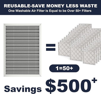 14x20x1 Reusable Air Filter, Electrostatic, Washable Lasts a Lifetime, Breathe Fresher Air in Home and Office HVAC AC Furnace Systems, Merv 8 (Actual Size: 13.69x19.8x0.82 Inch)