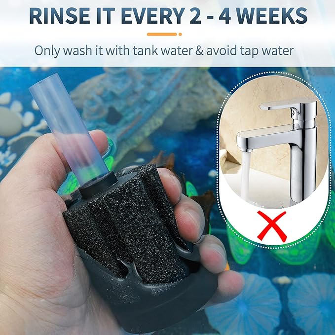 Pawfly Aquarium Nano Bio Sponge Filter Quiet Betta Fry Shrimp and Small Fish Foam Filter for Tiny Fish Tank up to 10 Gallon