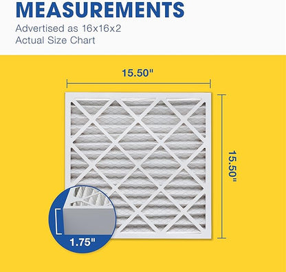 Aerostar 16x16x2 MERV 13, Pleated Air Filter, 16x16x2, Box of 6, Made in the USA