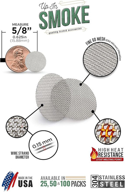 Made in The USA - 50 5/8 "(.625) 304 Stainless Steel Premium Pipe Screen Filters