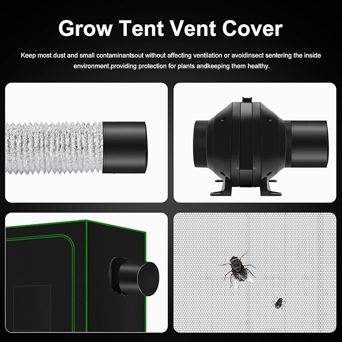 MELONFARM 4 inch Air Carbon Filter Smelliness Control with Australia Virgin Charcoal, Built-in 14cm Fan Low Nois and Speed Controller for Inline Duct Fan, Grow Tent, Vent Cover & Pre-Filter Included