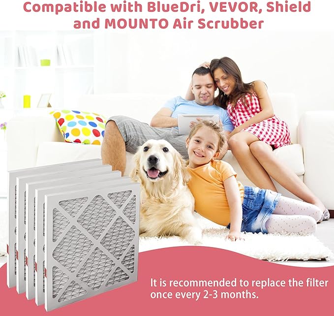 MERV-10 Air Scrubber Filter for AlorAir CleahShield, BlueDri, VEVOR, Shield and MOUNTO, Pre-Filter HEPA 550 16" x 16" x 0.75", Pack of 5