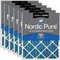 Nordic Pure 20x20x1 (Actual Size: 19 1/2 x 19 1/2 x 3/4) Pleated Air Filters MERV 7 Plus Carbon 6 Pack
