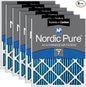 Nordic Pure 16x24x1 (Actual Size: 15 1/2 x 23 1/2 x 3/4) Pleated Air Filters MERV 7 Plus Carbon 6 Pack