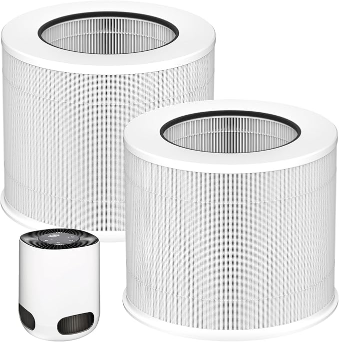 2 Pack 12020 Filter Replacement Compatible with Clorox Air Purifiers Fit for Clorox Tabletop Air Purifier Model 11020 & 11021 True HEPA Filter, Small Rooms Up to 200 Sq. Ft. Capacity
