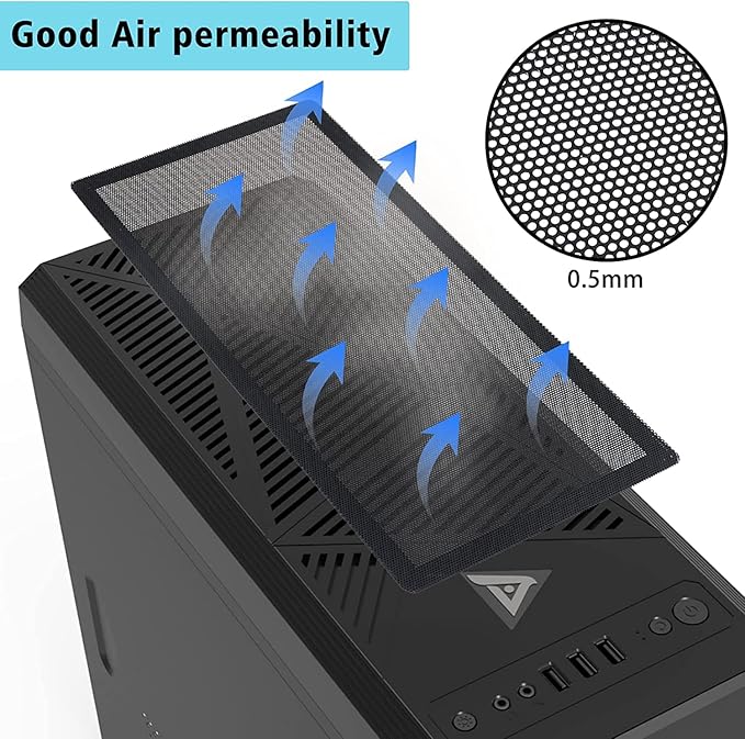 [4 Pack] 280x140mm PC Case Dust Mesh Filter, Magnetic Frame Computer Fan Dust Mesh PC Cooler Filter Dustproof PVC Cover Grills - Black