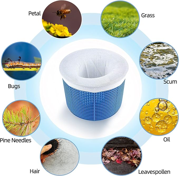 GOKU 10-Pack Swimming Pool Skimmer Socks for Inground & Above Ground Pool, Fine Mesh Leaves Pollen Catcher Debris Pre-Filter Scum Sock, Pool Basket Net Filter Protector Strainer Screen Liners Savers