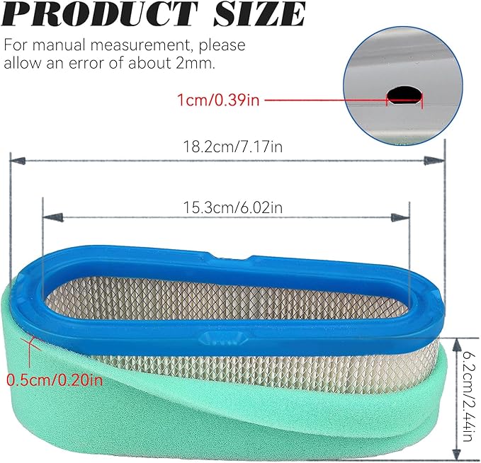 493910 691667 Air Filter for B&S 493910 691667 4166 5075 5075H 5075K 28A702 28B702 28B707 8.5 HP 10.5 HP 11.5 HP Vertical Engine Enginees Fit for Cub Cadet Toro Lawn Mower