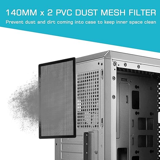 287mm 140mm x 2 PC Fan Dust Mesh Filter 11.3inch x 5.79inch PVC Computer PC Case Dust Proof Filter Cover Magnetic Black 2-Pack